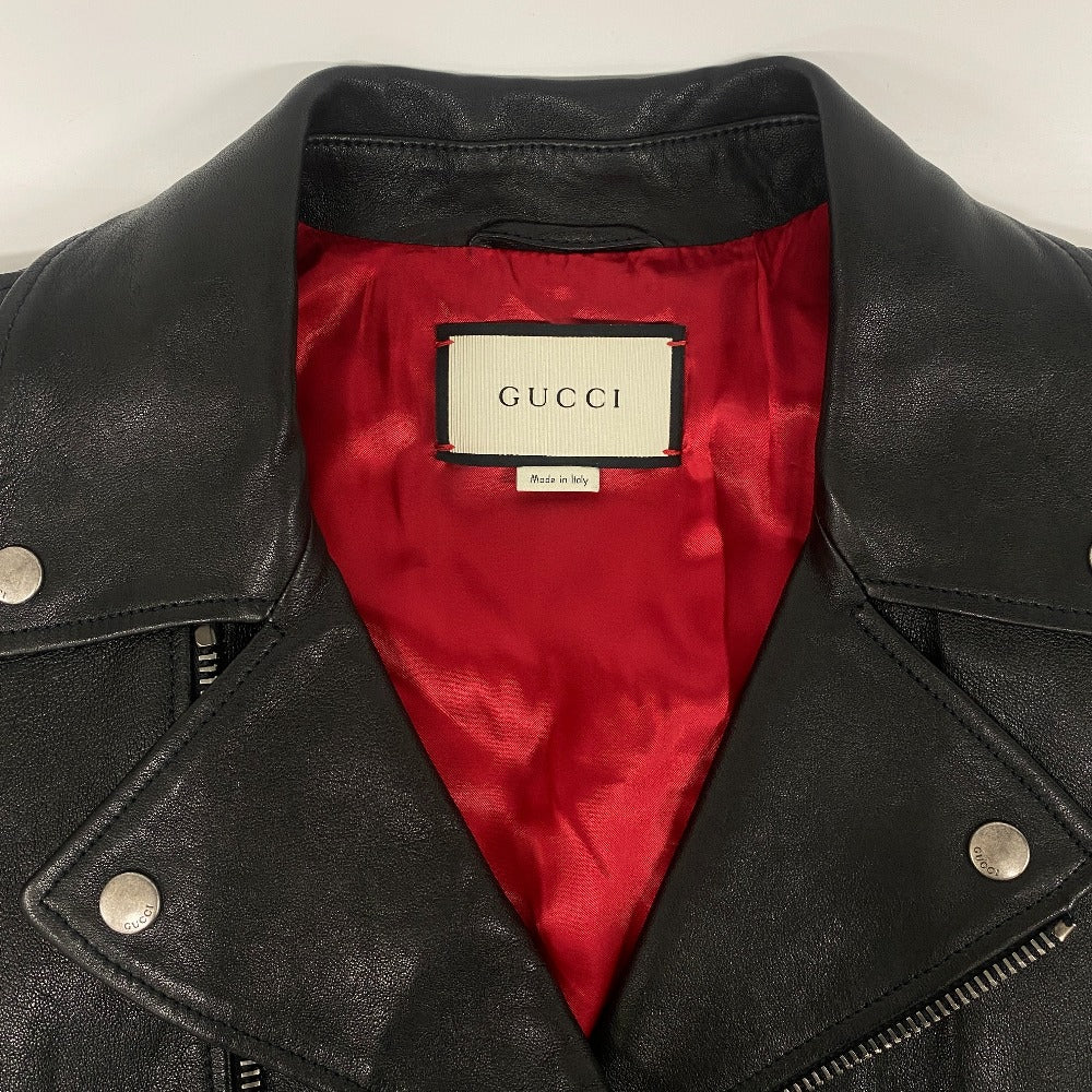 GUCCI Riders jacket 442668 Lambskin, Leather black TIGER EMBROIDERED BIKER JACKET mens 54 Used