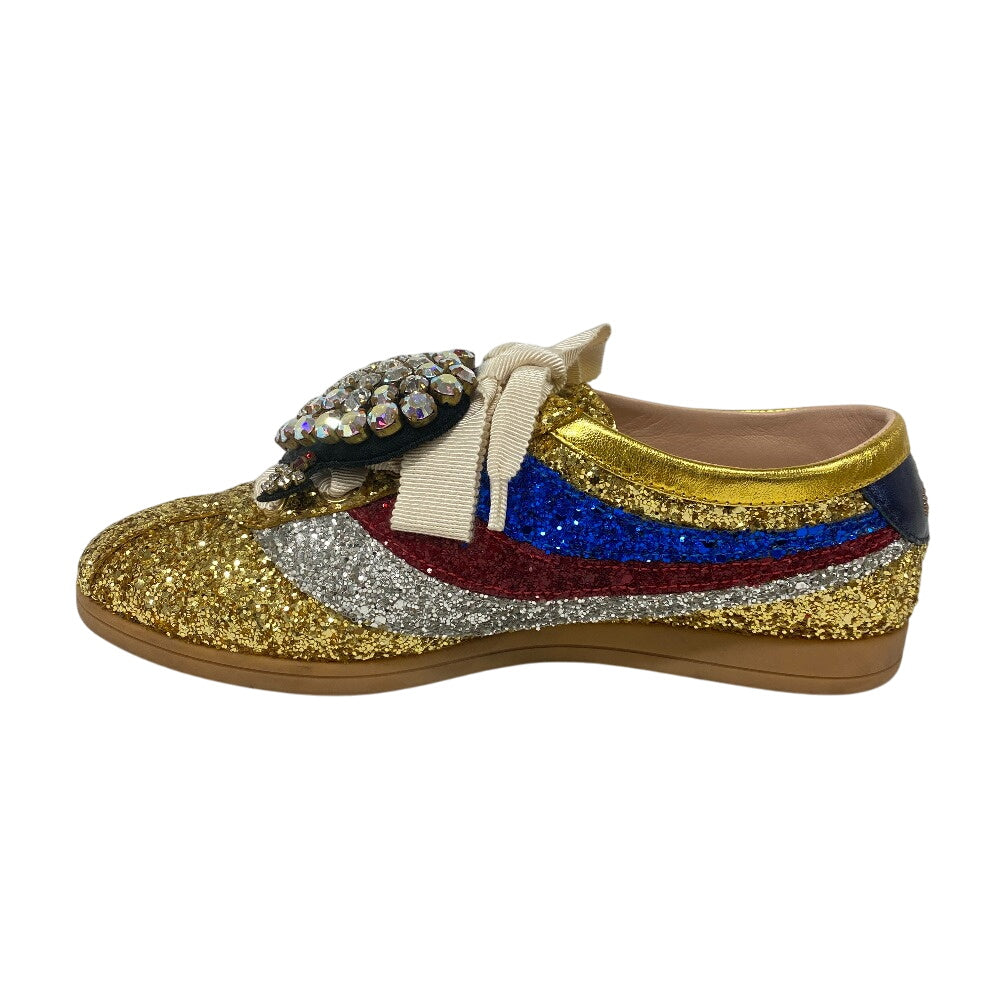 GUCCI sneakers 494609 Leather, Glitter multicolor Sequin Women 34 Used