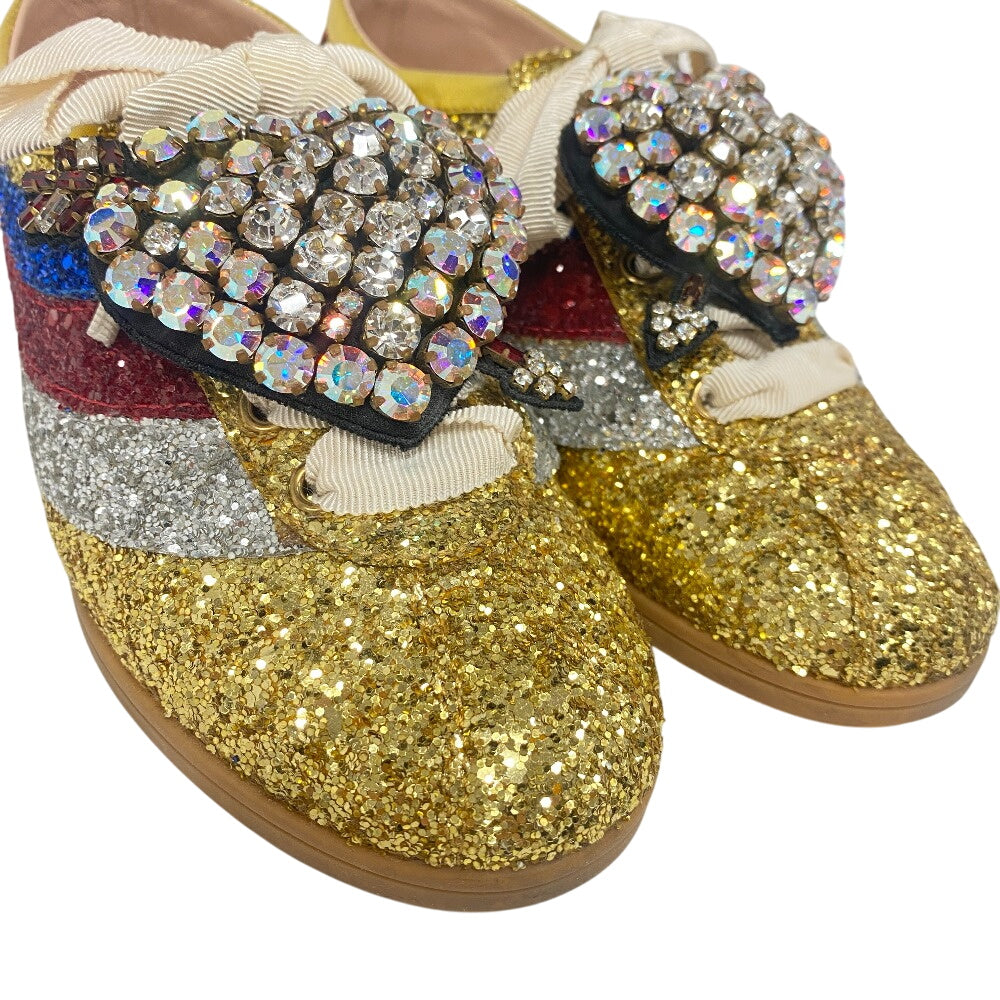 GUCCI sneakers 494609 Leather, Glitter multicolor Sequin Women 34 Used