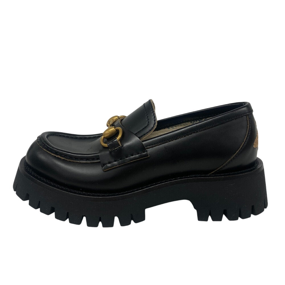GUCCI loafers 577236 DS800 leather black Horsebit Women 34.5 Used