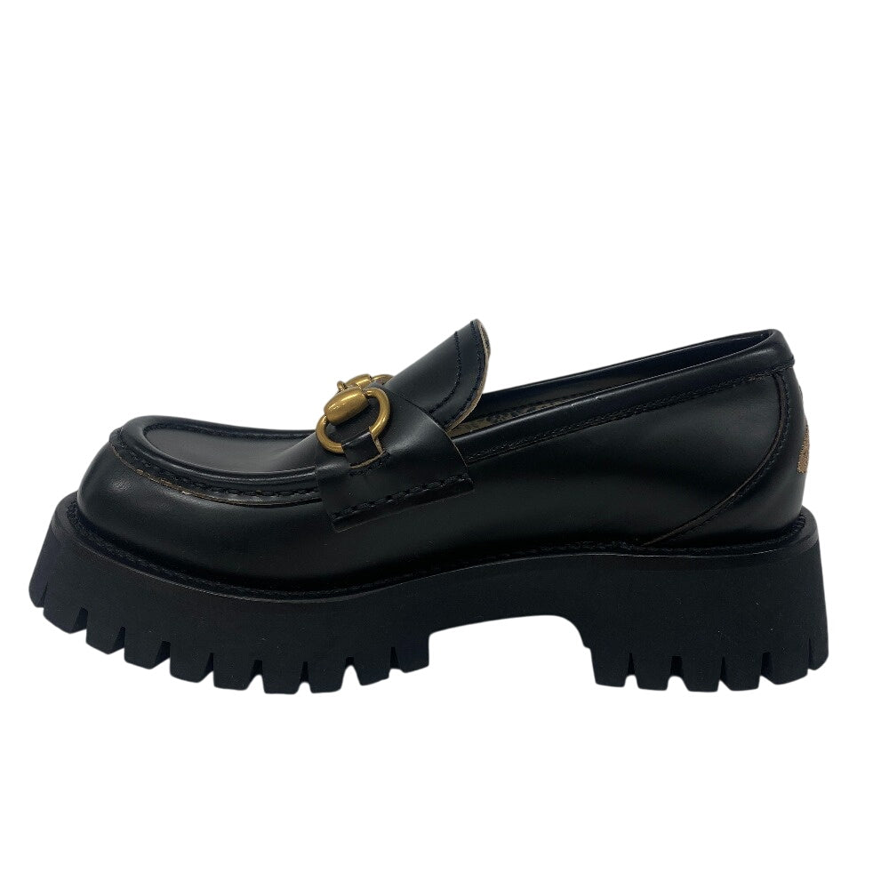 GUCCI loafers 577236 DS800 leather black Horsebit Women 34.5 Used