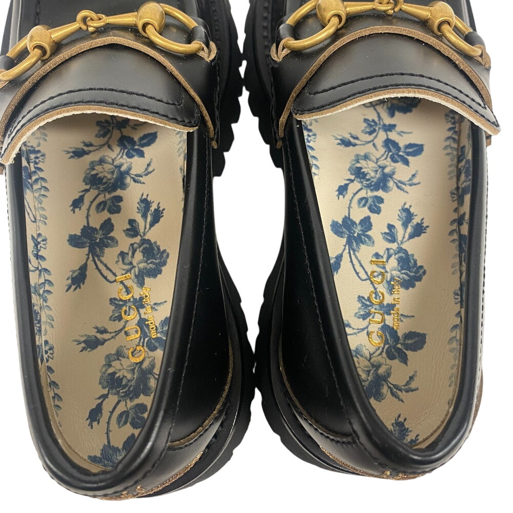 GUCCI loafers 577236 DS800 leather black Horsebit Women 34.5 Used