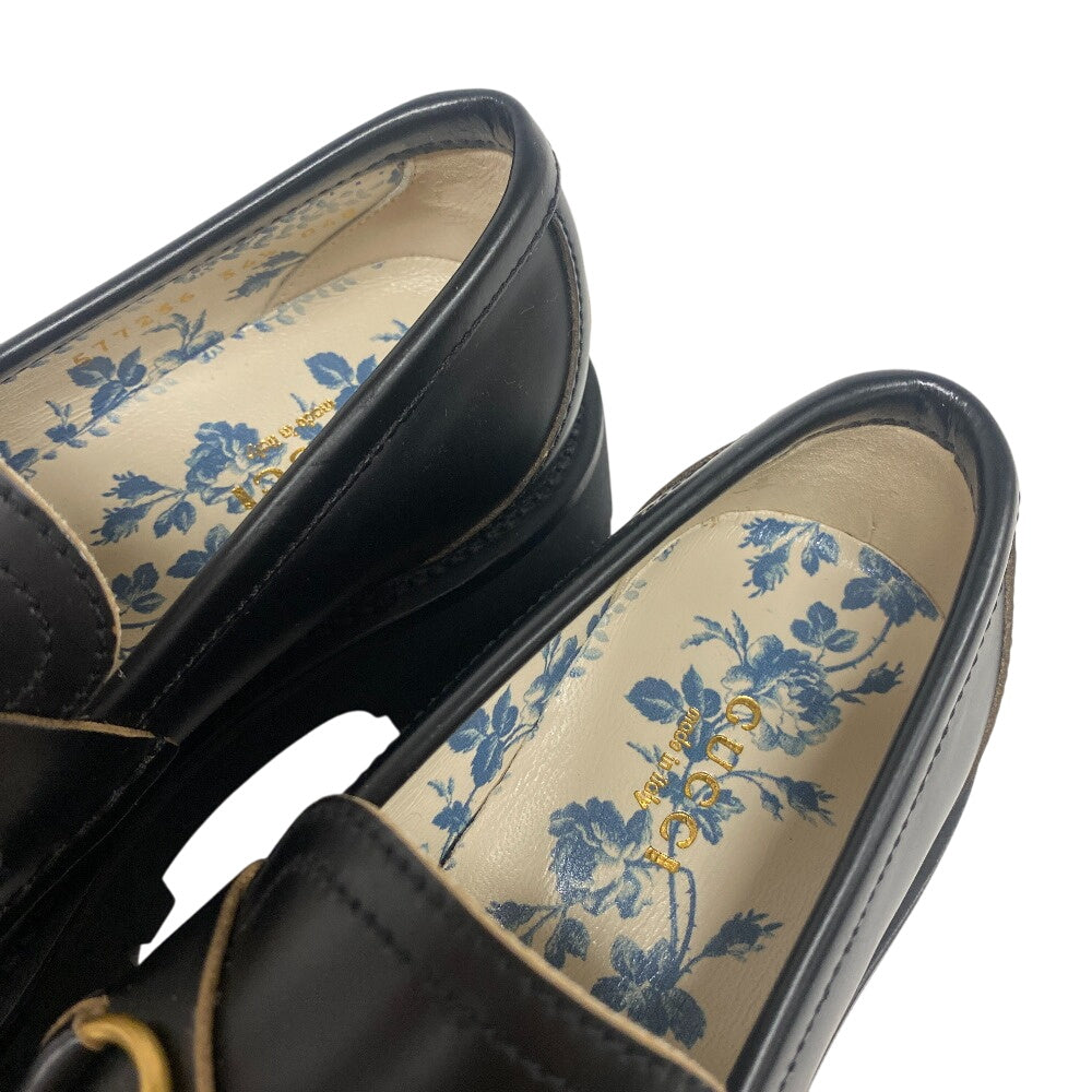 GUCCI loafers 577236 DS800 leather black Horsebit Women 34.5 Used