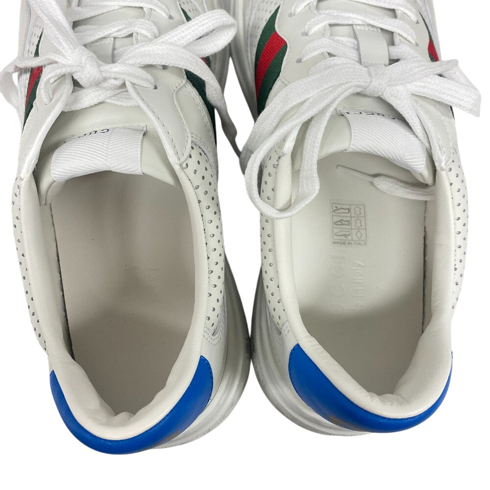 GUCCI sneakers leather white Sherry line Interlocking G mens 10 1/2 Used