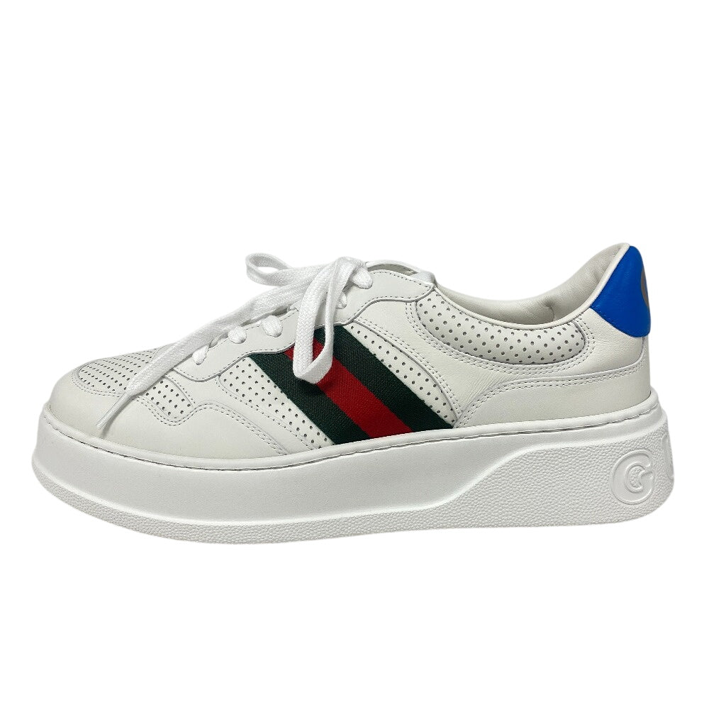 GUCCI sneakers leather white Sherry line Interlocking G mens 10 1/2 Used