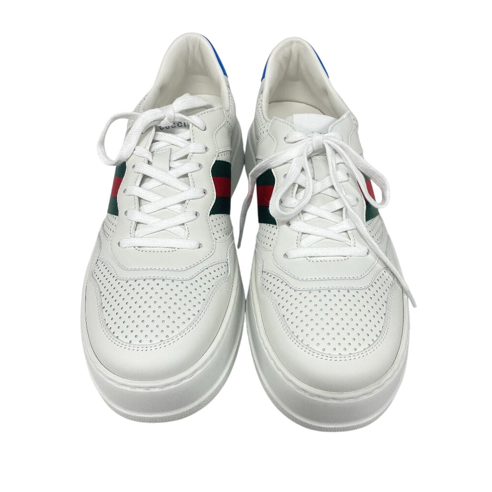 GUCCI sneakers leather white Sherry line Interlocking G mens 10 1/2 Used