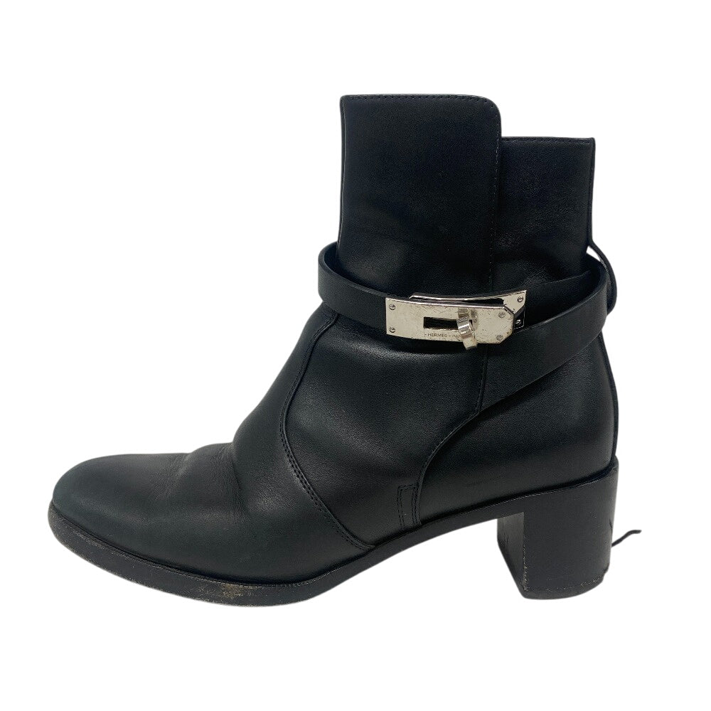 HERMES boots leather black frenchie Women 35 1/2 Used