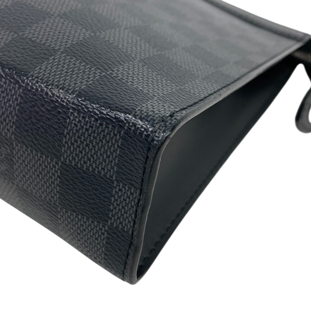 LOUIS VUITTON Clutch bag N41696 Patent leather black Pochette Damier Grafitte Voyage MM mens Used