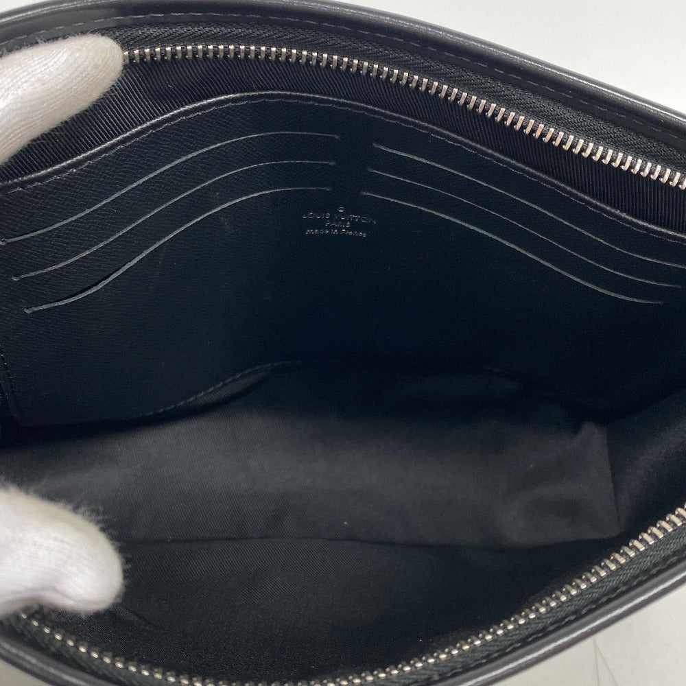 LOUIS VUITTON Clutch bag N41696 Patent leather black Pochette Damier Grafitte Voyage MM mens Used