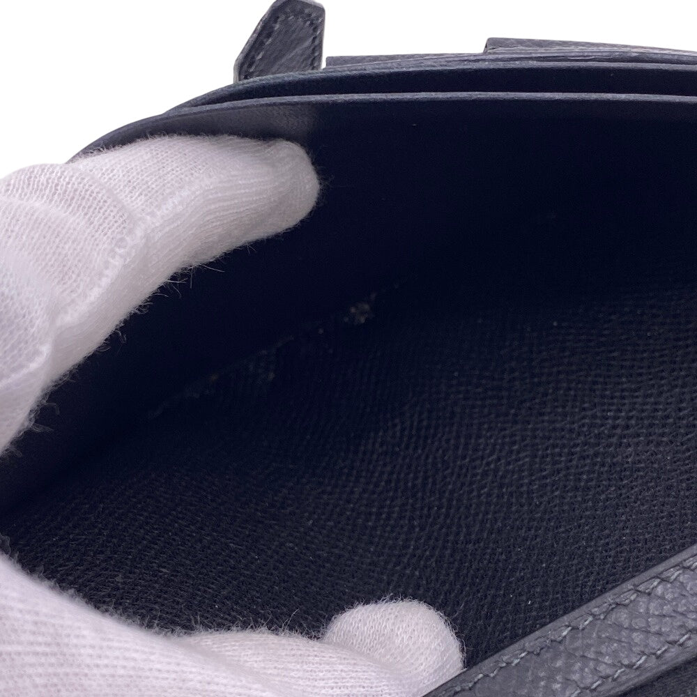HERMES Long Wallet Purse leather black Beansufla mens Used