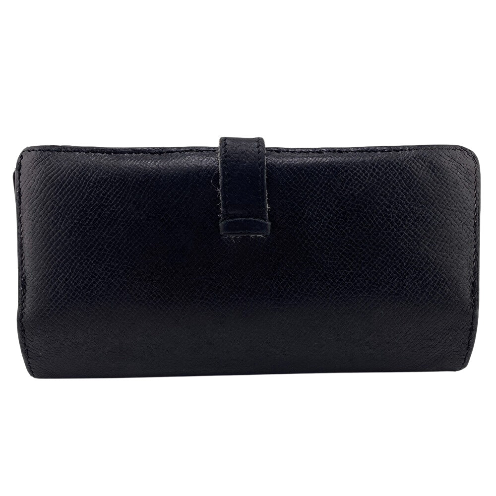 HERMES Long Wallet Purse leather black Beansufla mens Used