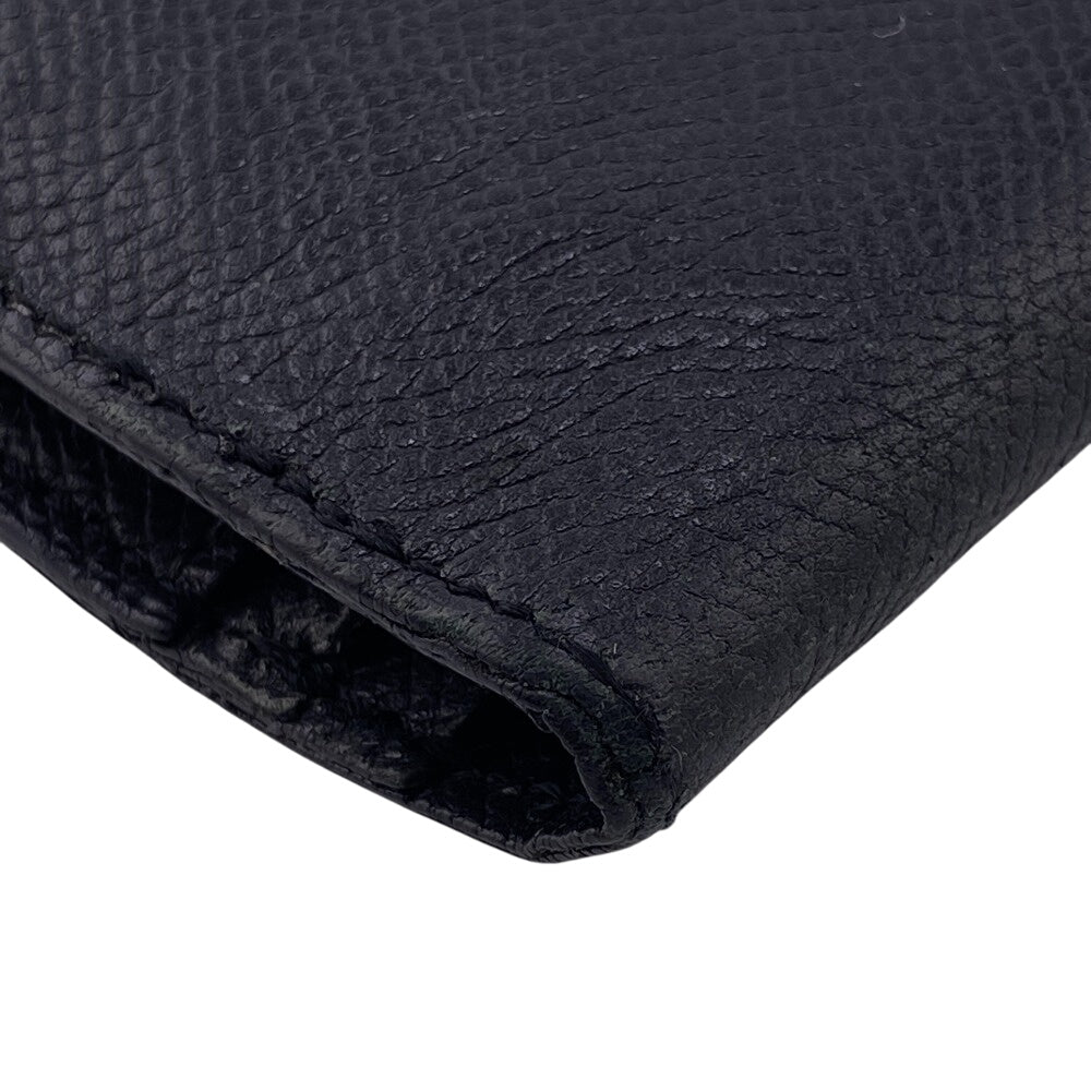 HERMES Long Wallet Purse leather black Beansufla mens Used