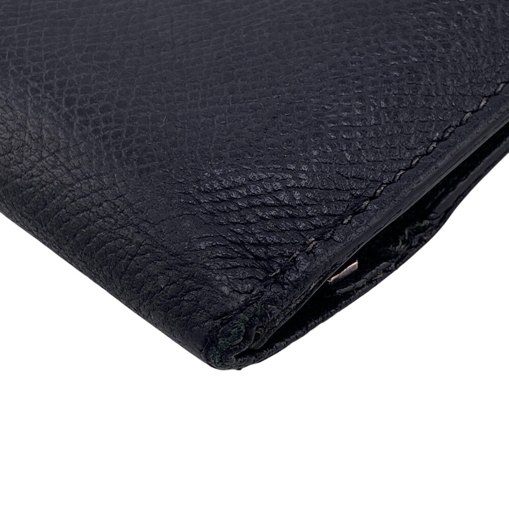 HERMES Long Wallet Purse leather black Beansufla mens Used