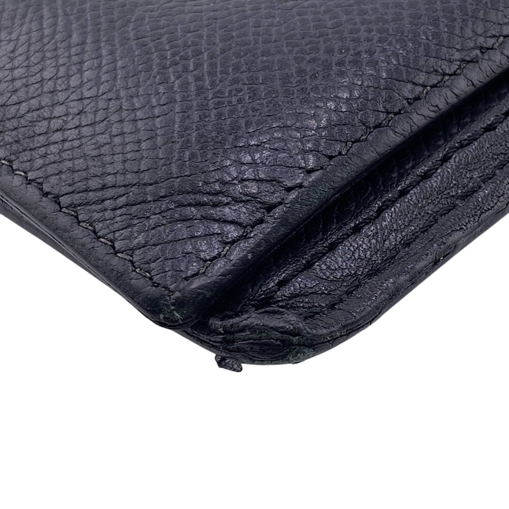 HERMES Long Wallet Purse leather black Beansufla mens Used