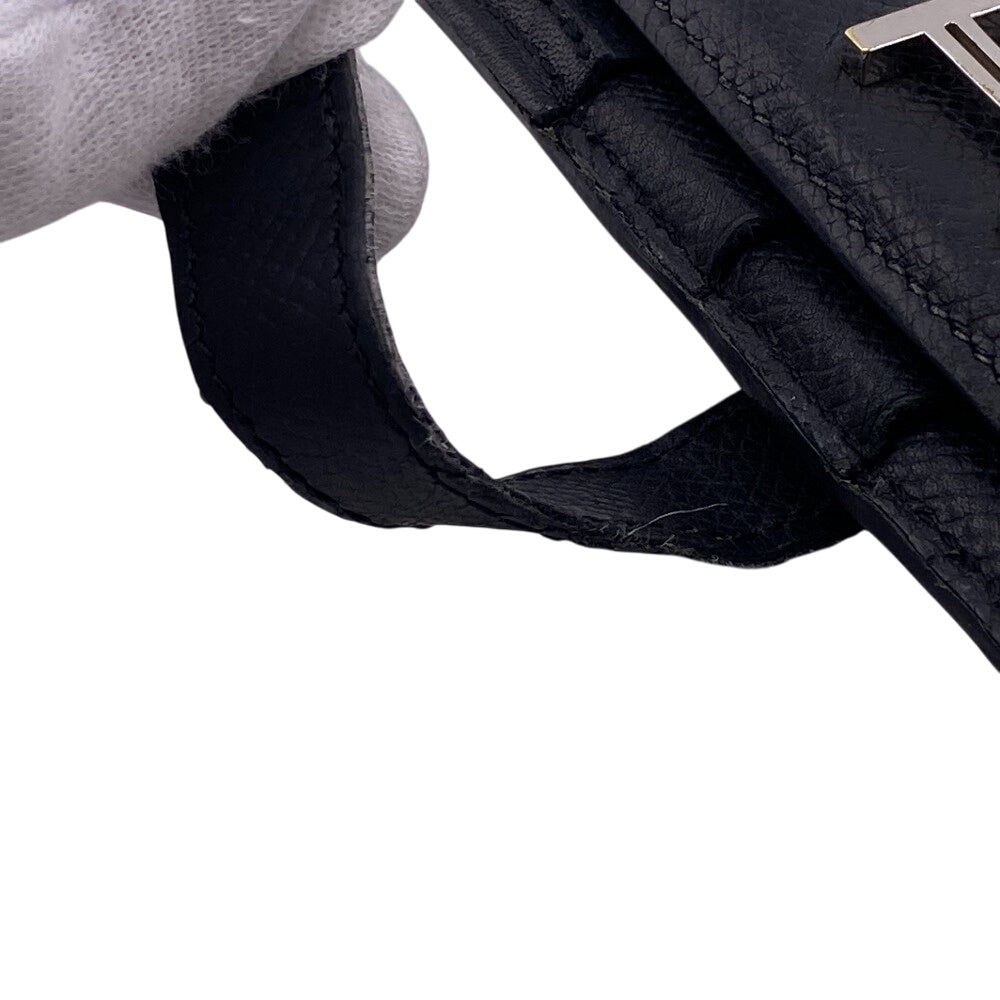 HERMES Long Wallet Purse leather black Beansufla mens Used