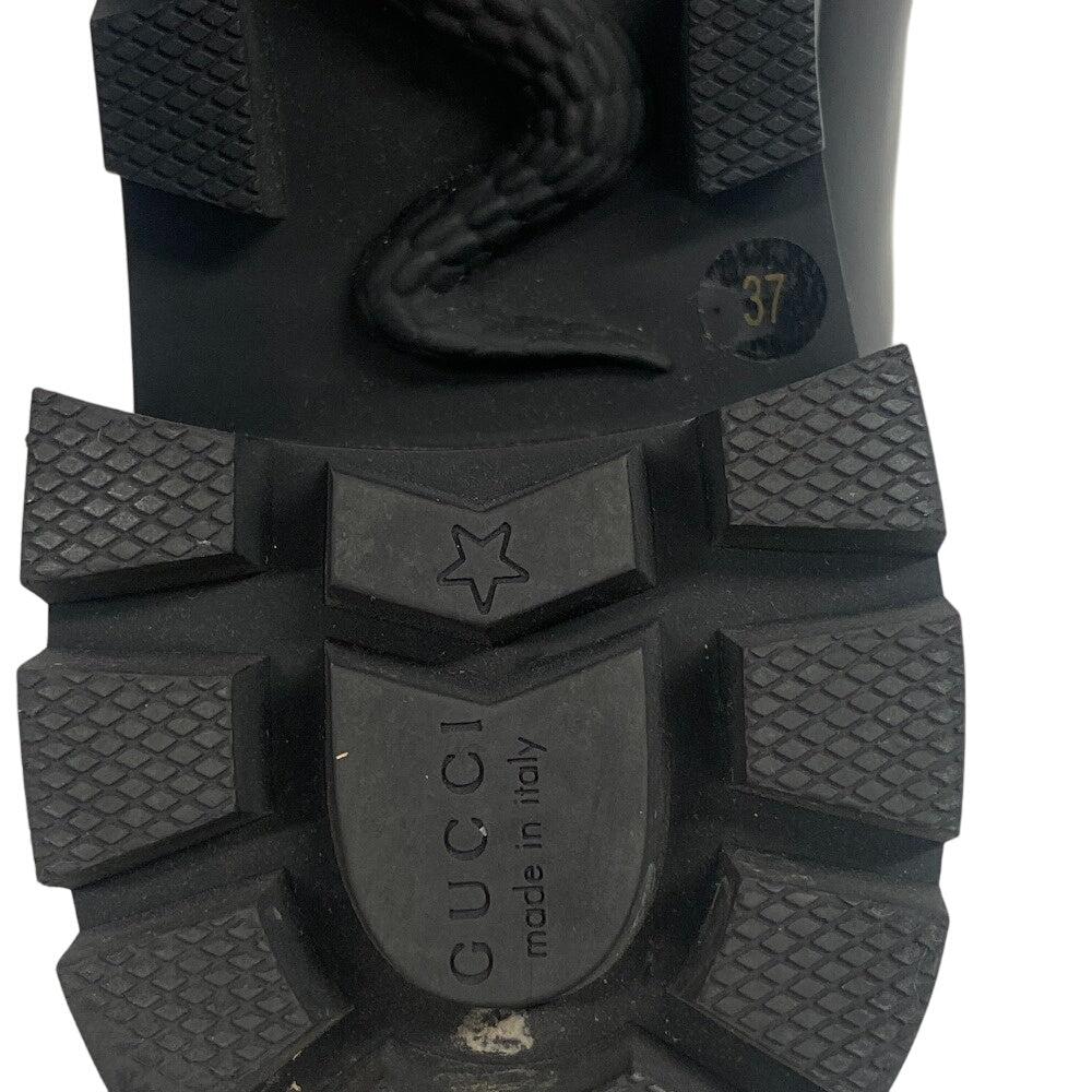 GUCCI boots 550036 leather black GG Marmont Velcro Strap Jewel 37