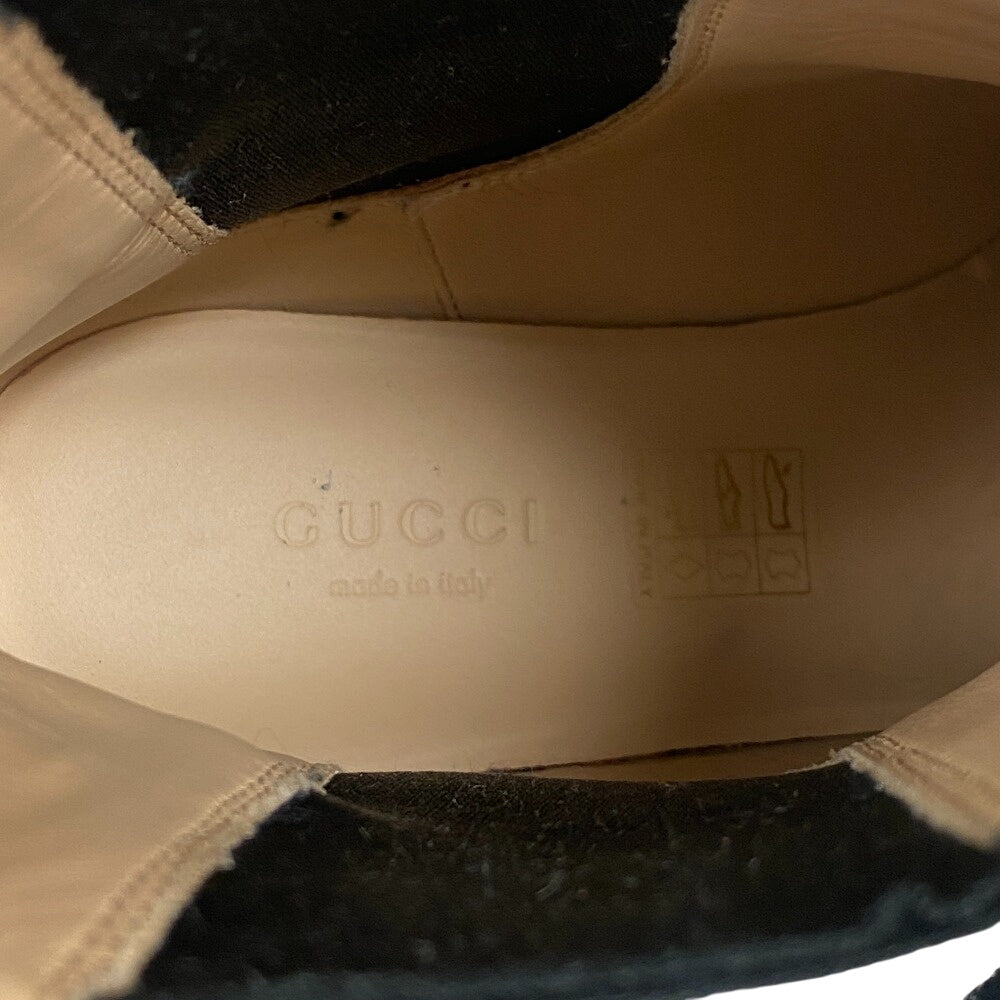 GUCCI boots 550036 leather black GG Marmont Velcro Strap Jewel 37