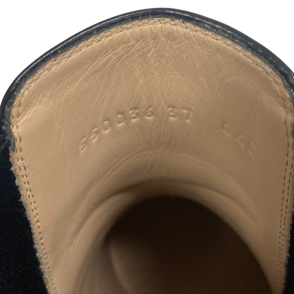 GUCCI boots 550036 leather black GG Marmont Velcro Strap Jewel 37
