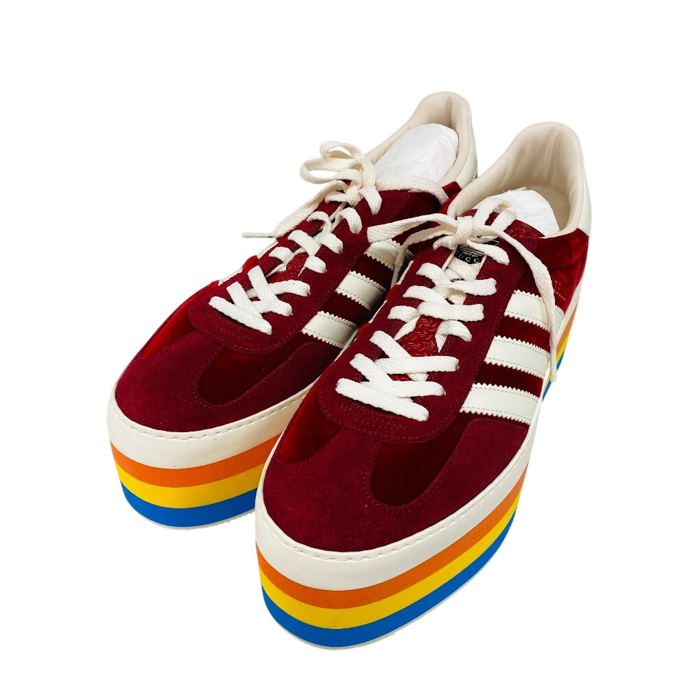 GUCCI sneakers 707871 Suede, Velvet Red Three Stripes 42 1/2