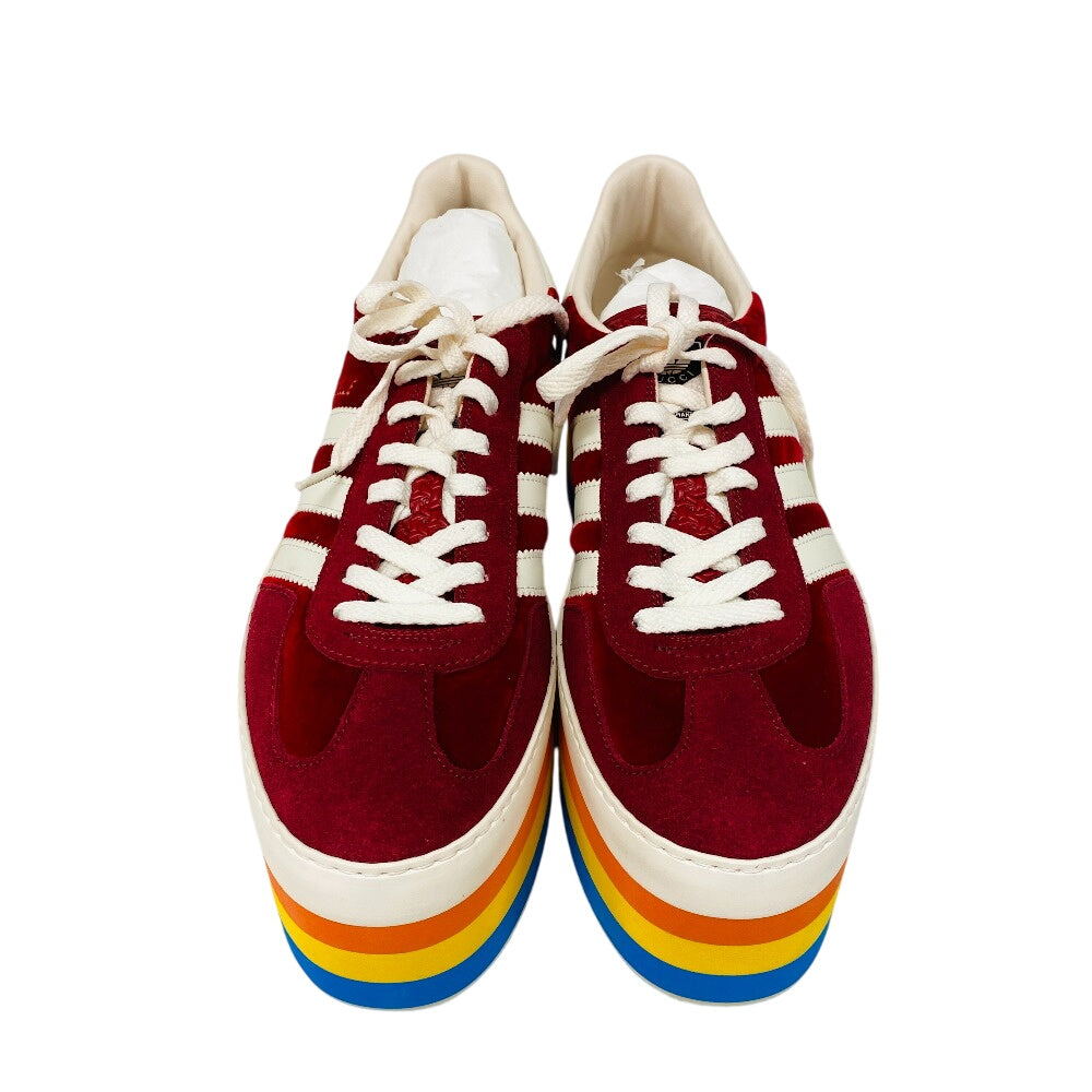 GUCCI sneakers 707871 Suede, Velvet Red Three Stripes 42 1/2