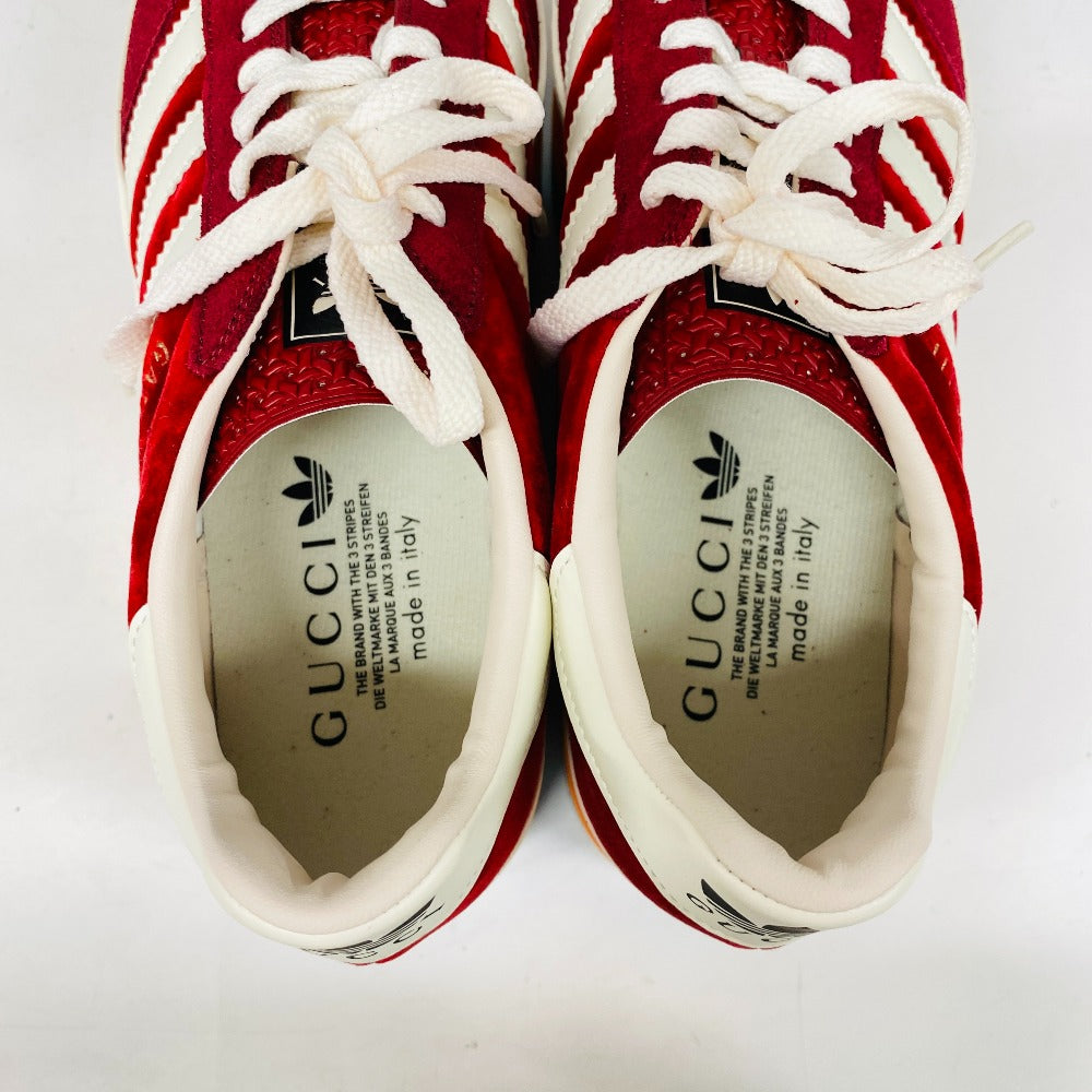 GUCCI sneakers 707871 Suede, Velvet Red Three Stripes 42 1/2