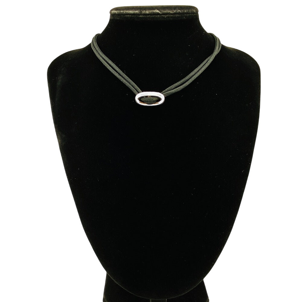 HERMES choker fabric black Chene Dunkle