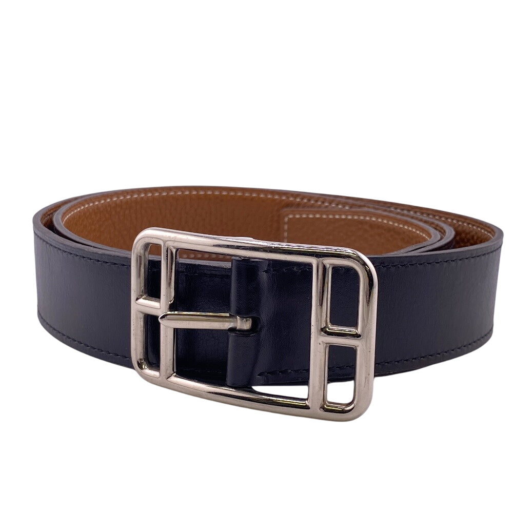 HERMES belt leather black Cape Cod