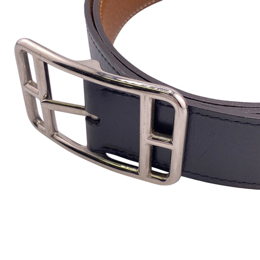 HERMES belt leather black Cape Cod
