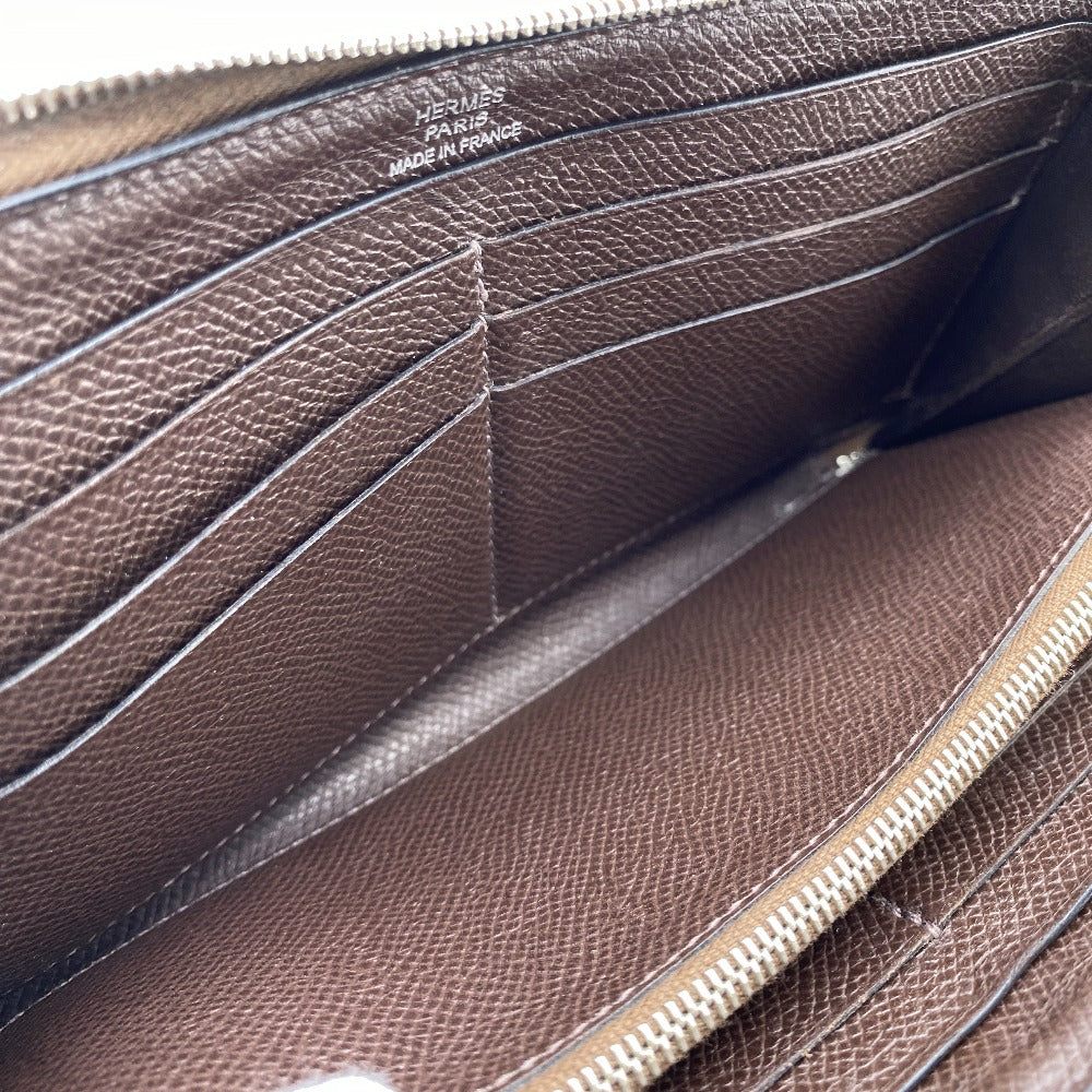 HERMES Long Wallet Purse leather Brown Asap Long Classic