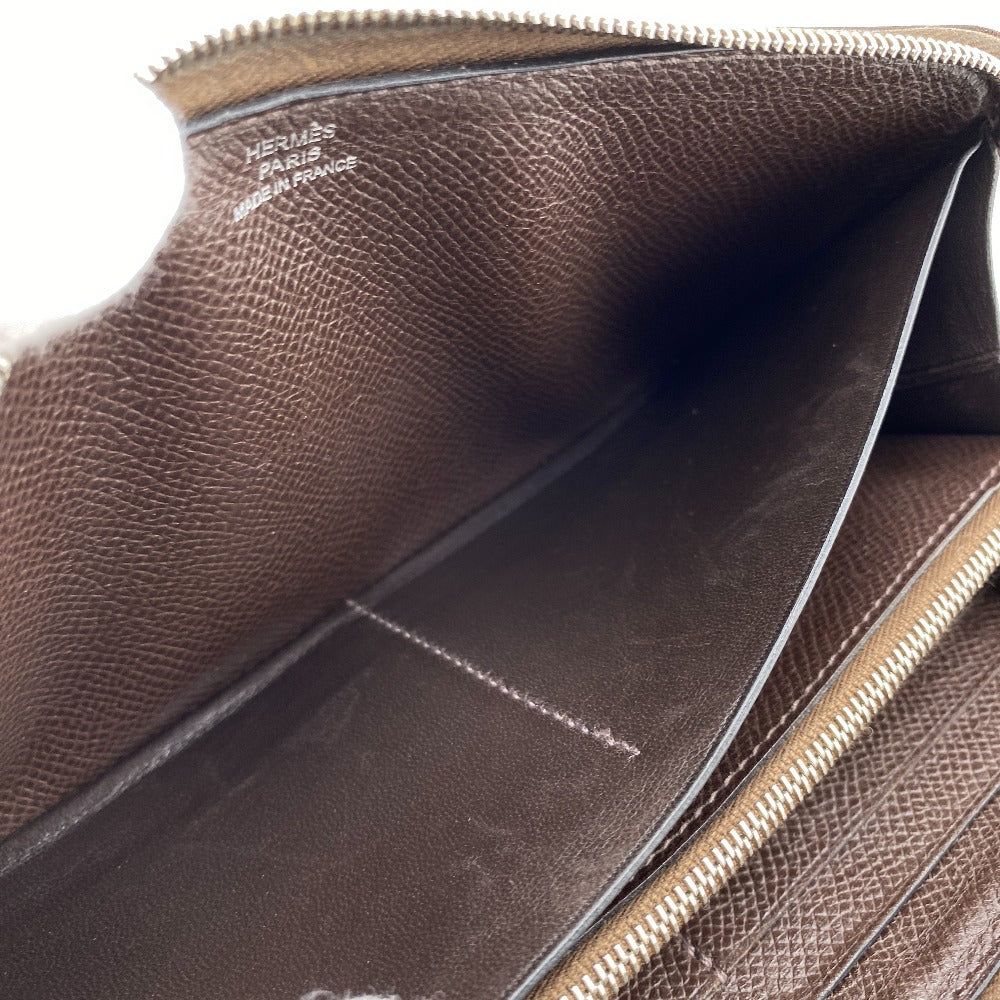HERMES Long Wallet Purse leather Brown Asap Long Classic
