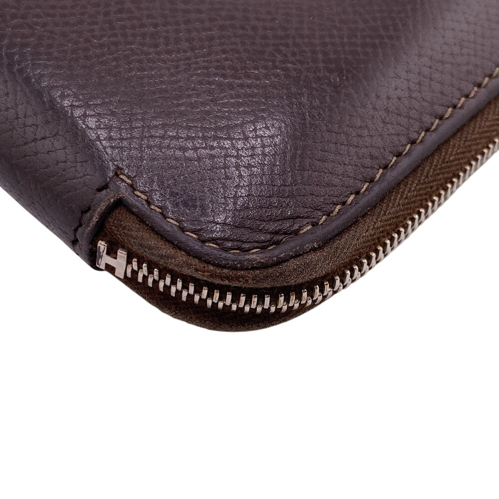 HERMES Long Wallet Purse leather Brown Asap Long Classic