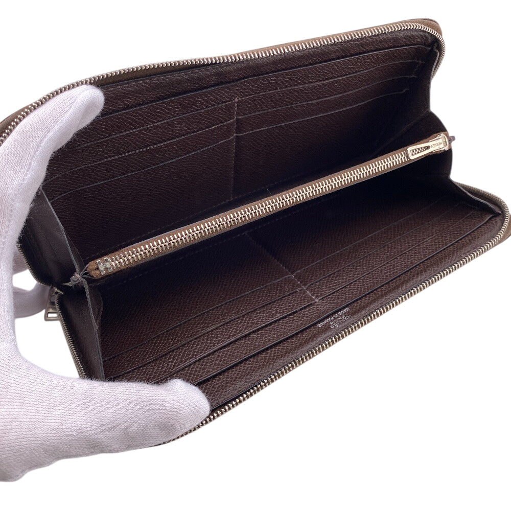 HERMES Long Wallet Purse leather Brown Asap Long Classic