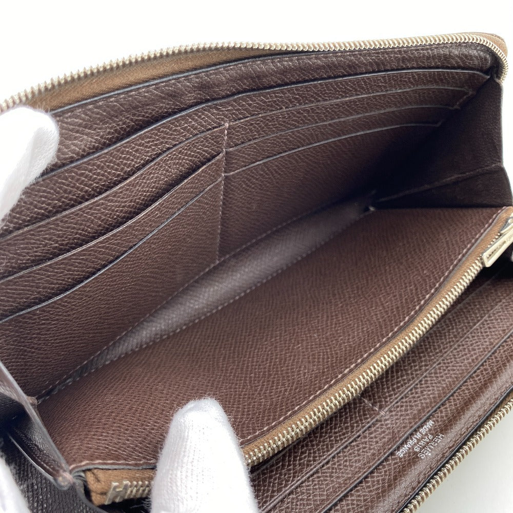 HERMES Long Wallet Purse leather Brown Asap Long Classic