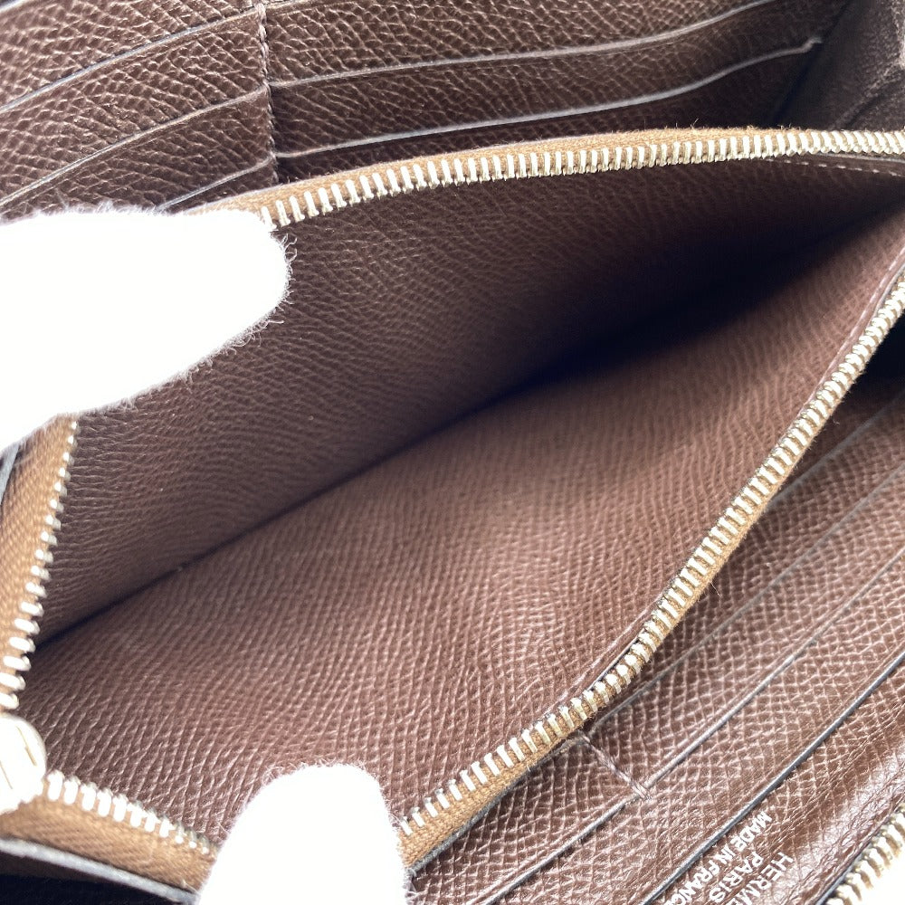 HERMES Long Wallet Purse leather Brown Asap Long Classic