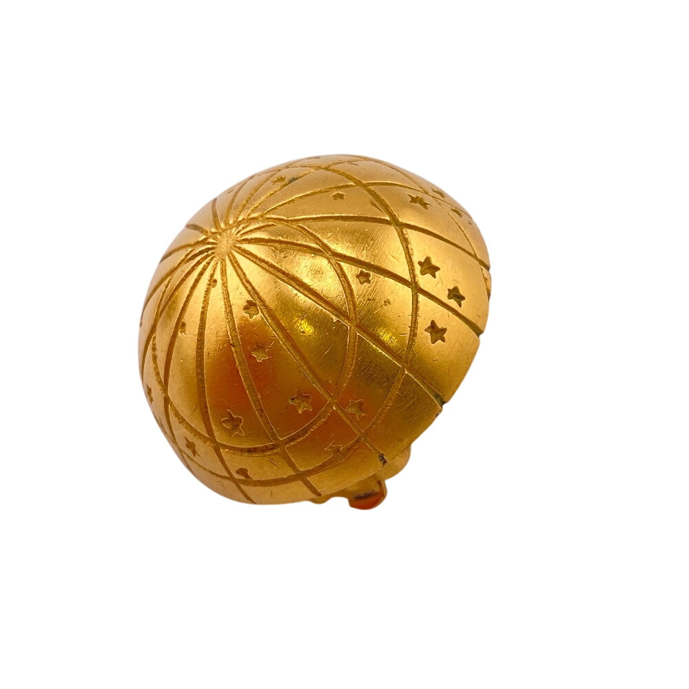 HERMES Earring Gold Plated gold Ball Globe Zodiac