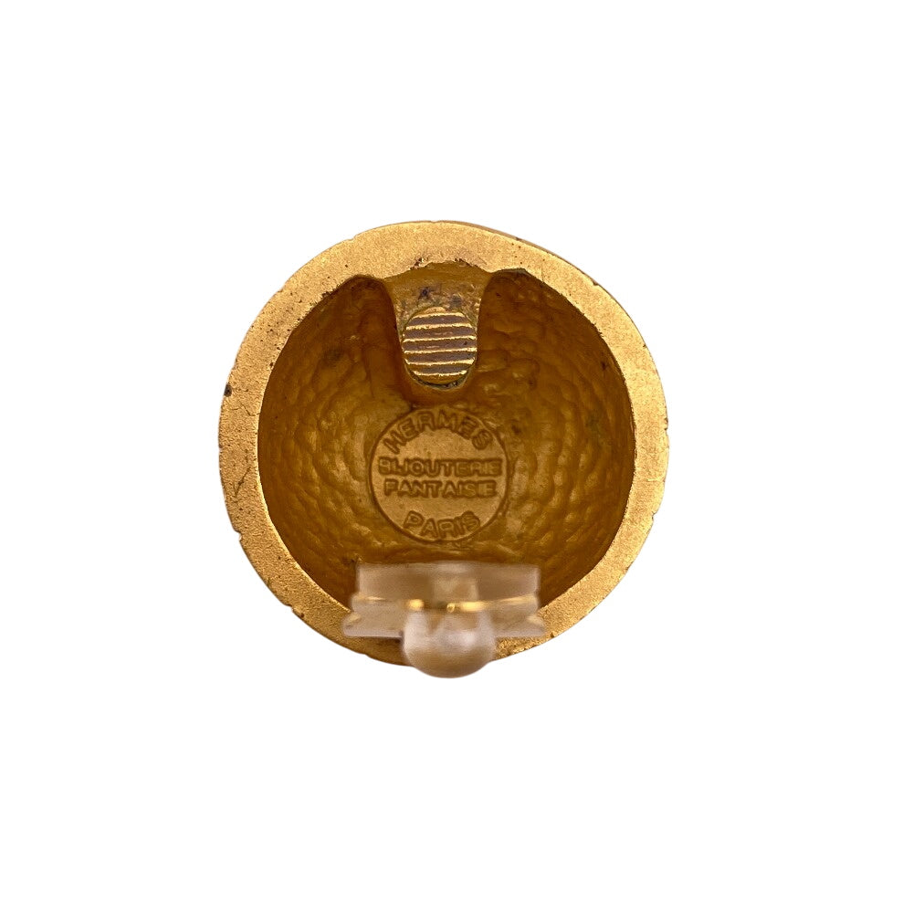 HERMES Earring Gold Plated gold Ball Globe Zodiac
