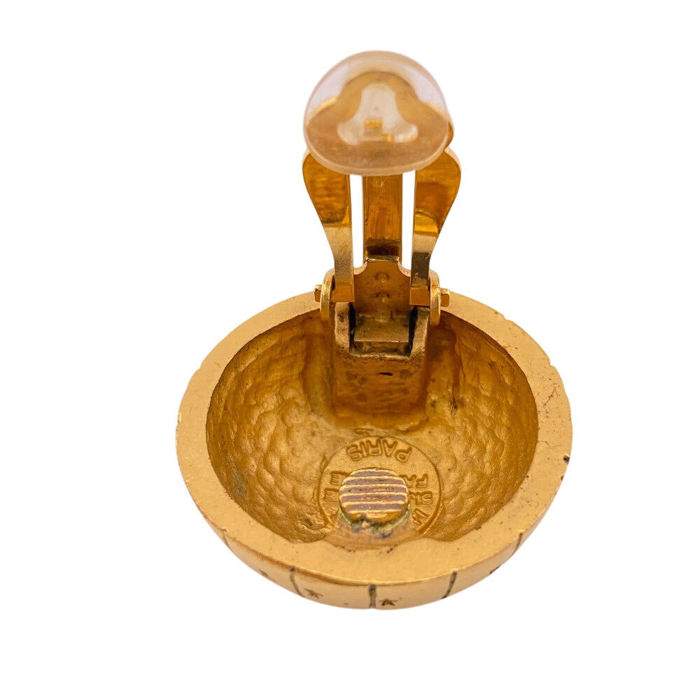 HERMES Earring Gold Plated gold Ball Globe Zodiac