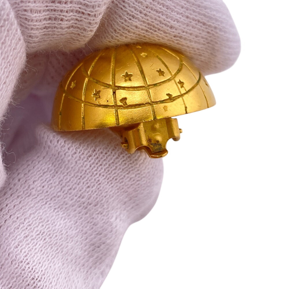 HERMES Earring Gold Plated gold Ball Globe Zodiac