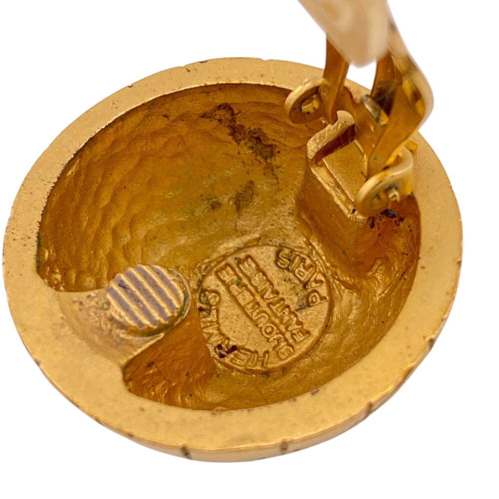 HERMES Earring Gold Plated gold Ball Globe Zodiac