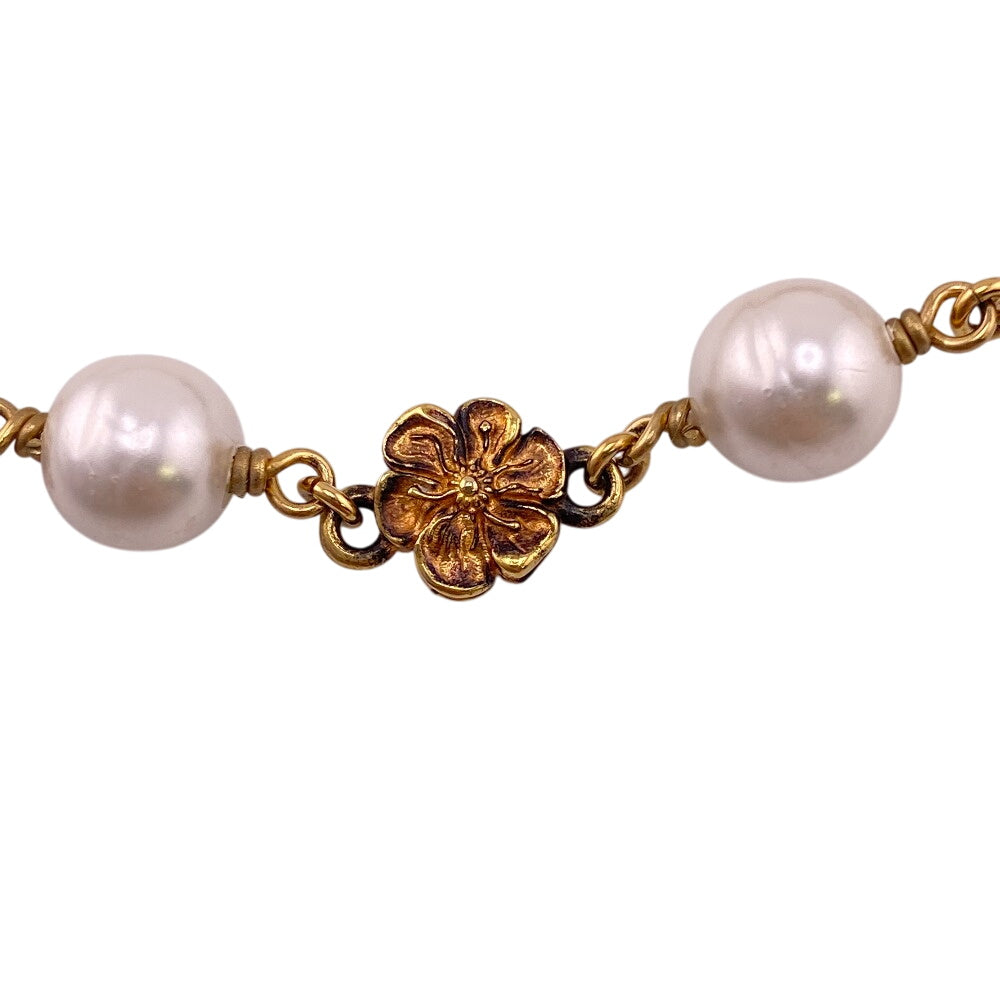 GUCCI bracelet Gold Plated gold Interlocking G Pearl Flower