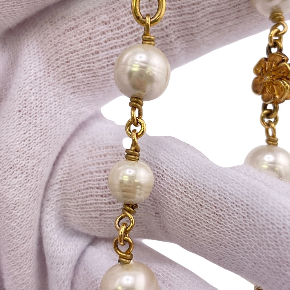 GUCCI bracelet Gold Plated gold Interlocking G Pearl Flower