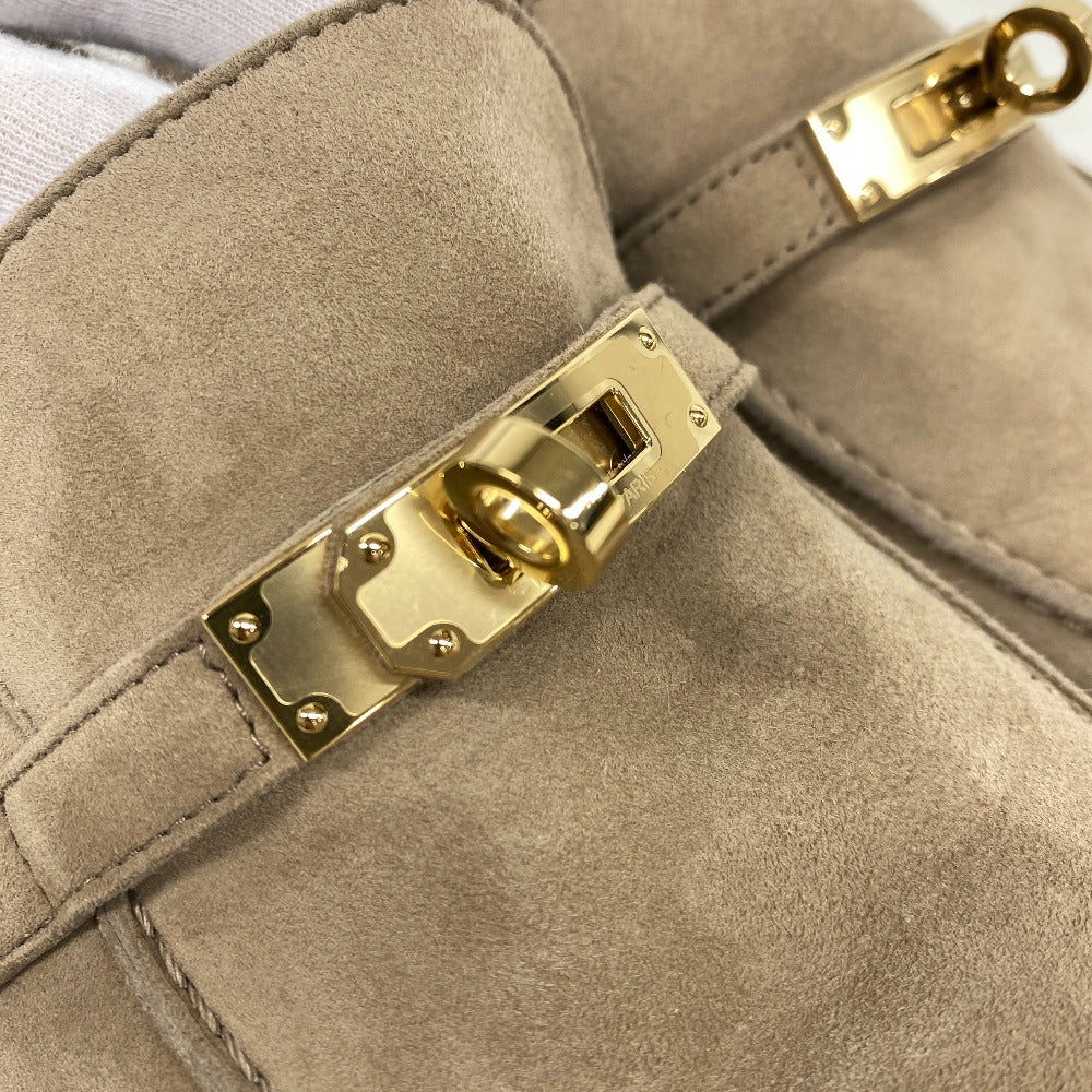 HERMES loafers suede beige Kelly Metal Desting 38.5