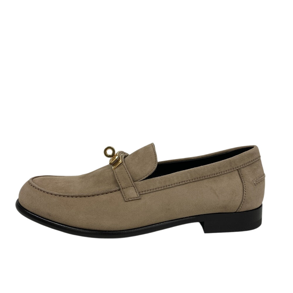 HERMES loafers suede beige Kelly Metal Desting 38.5
