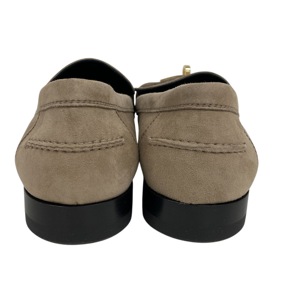 HERMES loafers suede beige Kelly Metal Desting 38.5