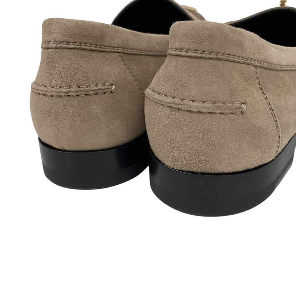 HERMES loafers suede beige Kelly Metal Desting 38.5