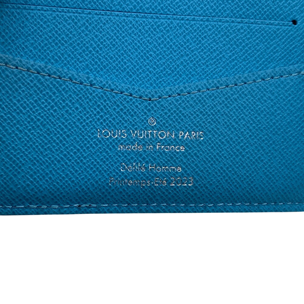 LOUIS VUITTON Bifold Wallet M82004 leather blue Monogram slender