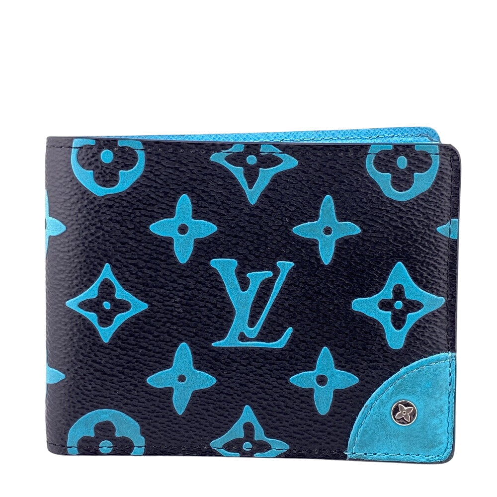 LOUIS VUITTON Bifold Wallet M82004 leather blue Monogram slender