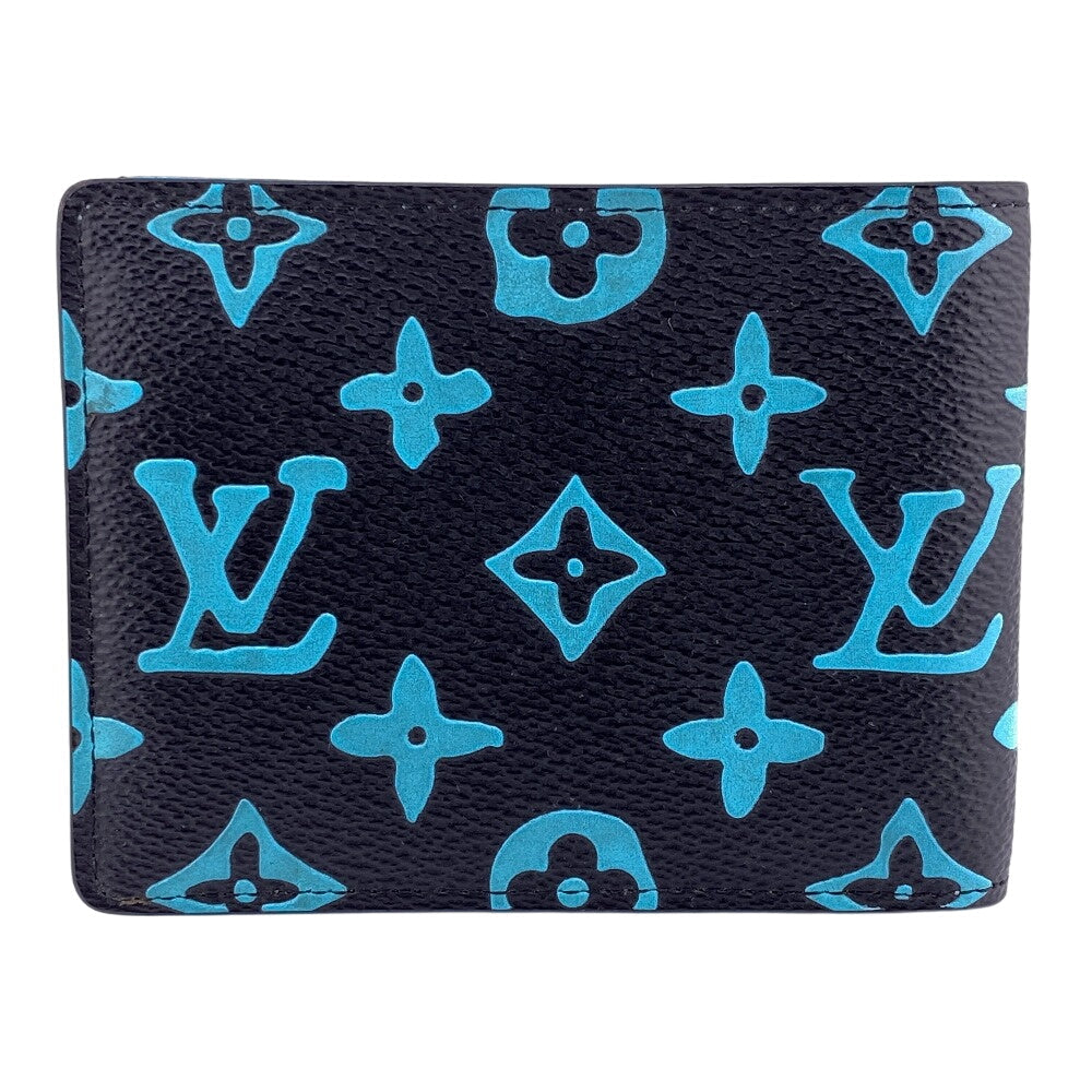 LOUIS VUITTON Bifold Wallet M82004 leather blue Monogram slender