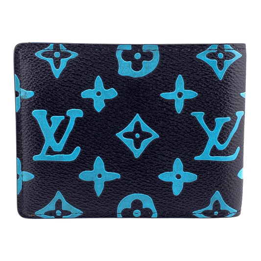 LOUIS VUITTON Bifold Wallet M82004 leather blue Monogram slender