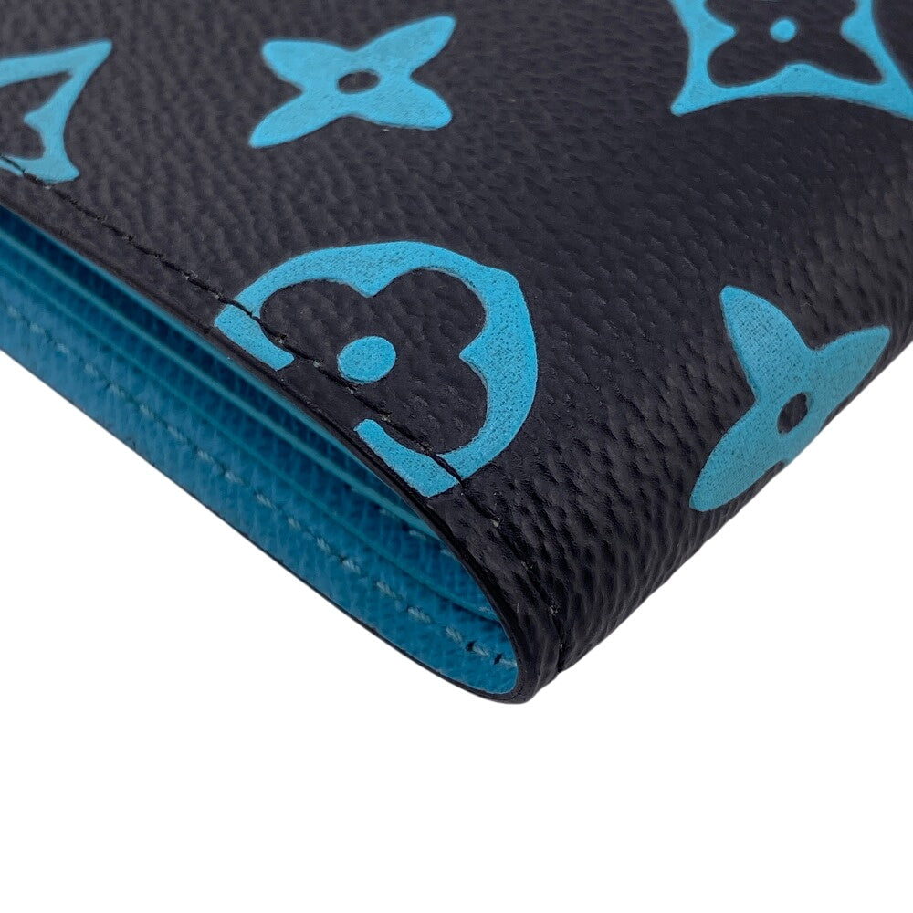 LOUIS VUITTON Bifold Wallet M82004 leather blue Monogram slender